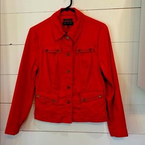Jones New York Petite Signature Vibrant Orange Stretch Jacket Size PL